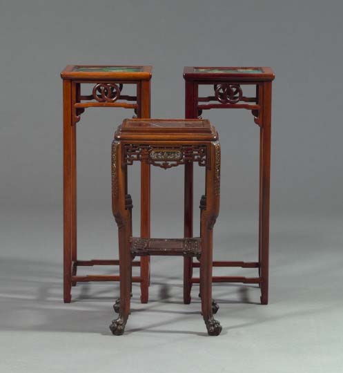 Pair of Asian Mahogany Plant Stands,