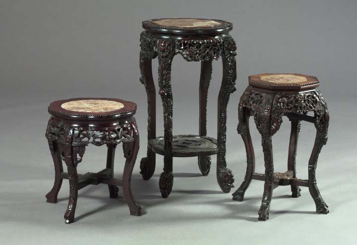 Asian Rosewood Stand,  with a beaded,