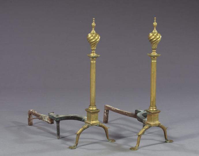 Good Pair of Federal Brass Andirons,