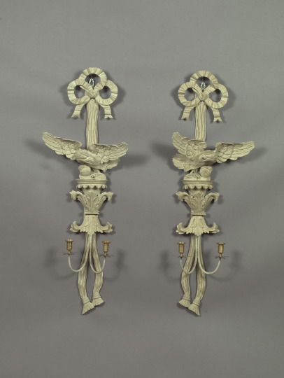 Large Pair of English Carved and Matte