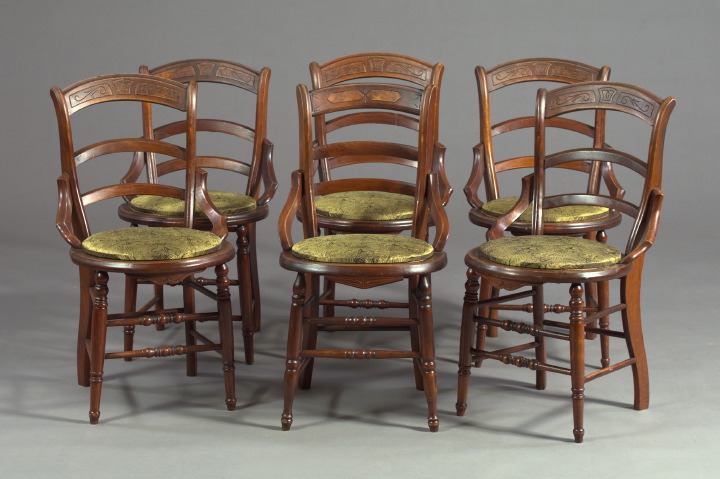 Suite of Six Victorian Walnut Dining