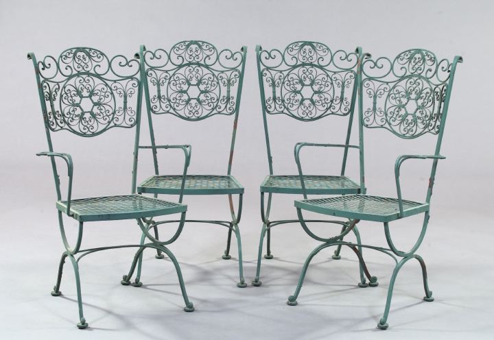 Suite of Four Polychromed Wrought-Iron