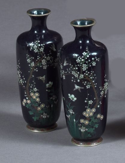 Pair of Japanese Taisho Midnight Blue-and-White