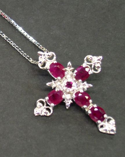 Fourteen Karat White Gold and Ruby 3a5602