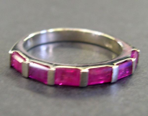 Fourteen-Karat White Gold and Ruby Band,