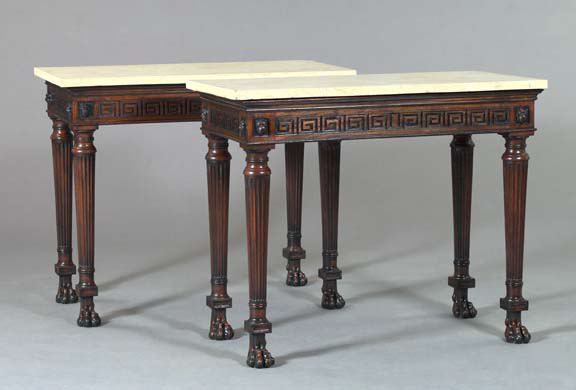 Pair of Regency-Style Mahogany and Marble-Top