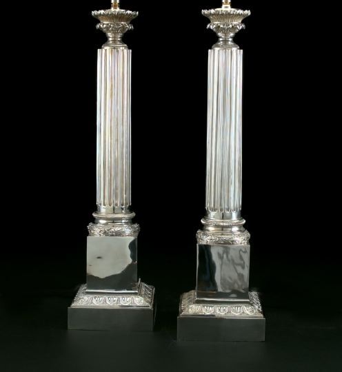 Tall Pair of English Silverplate