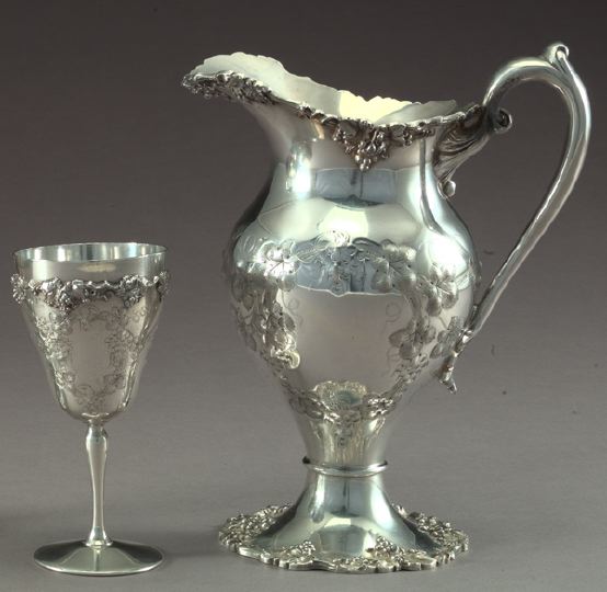 Silverplated Pitcher and Goblet,  the