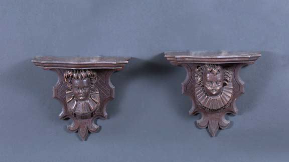 Pair of English Carved and Dark-Stained