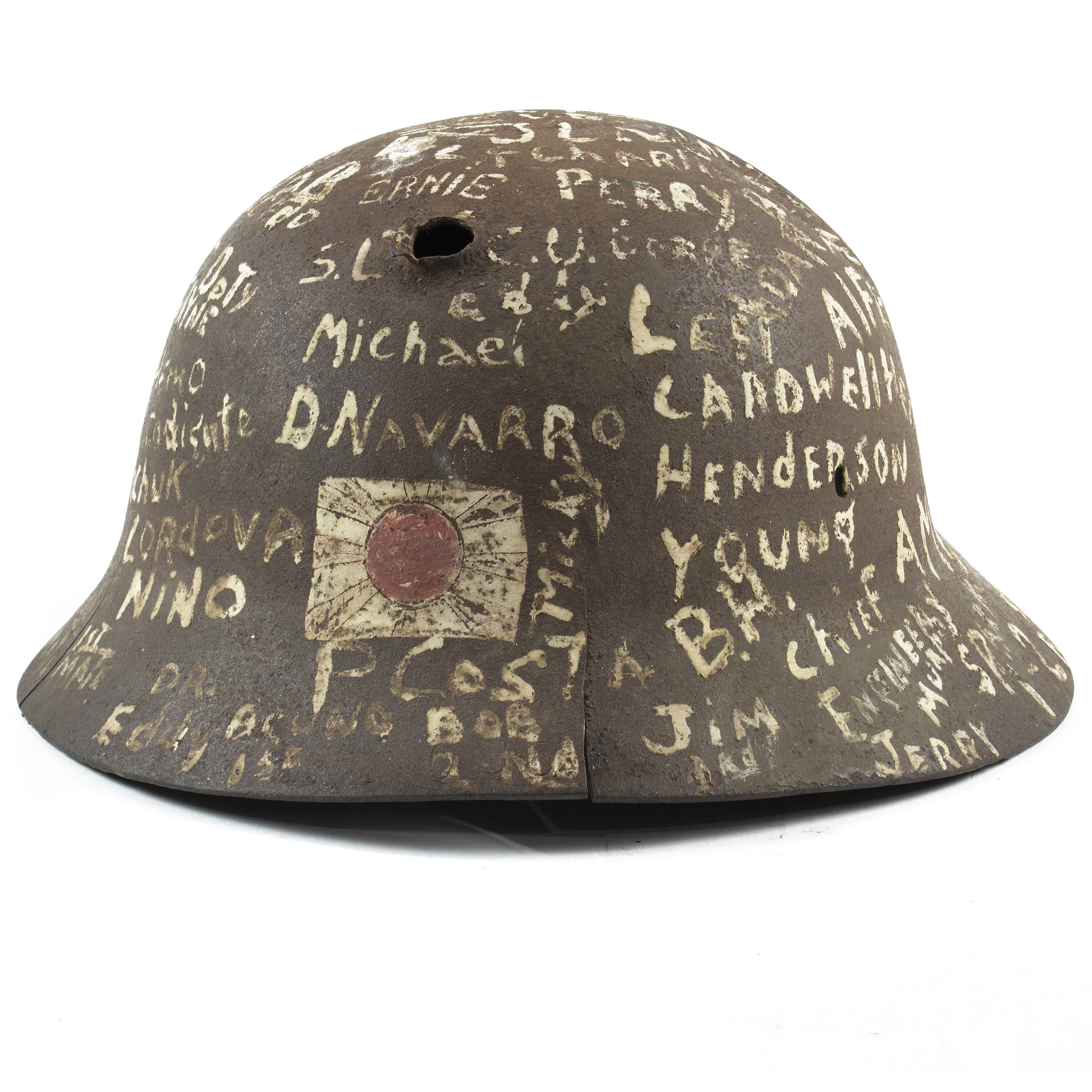 A JAPANESE WORLD WAR II HELMET WITH