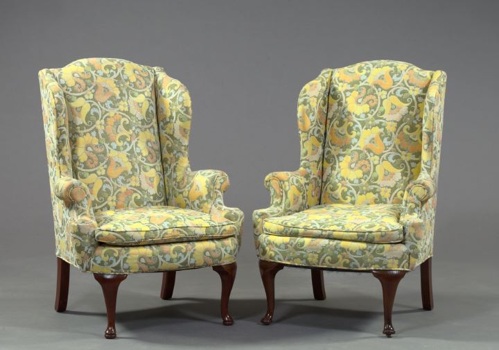 Pair of George III-Style Wing Chairs,