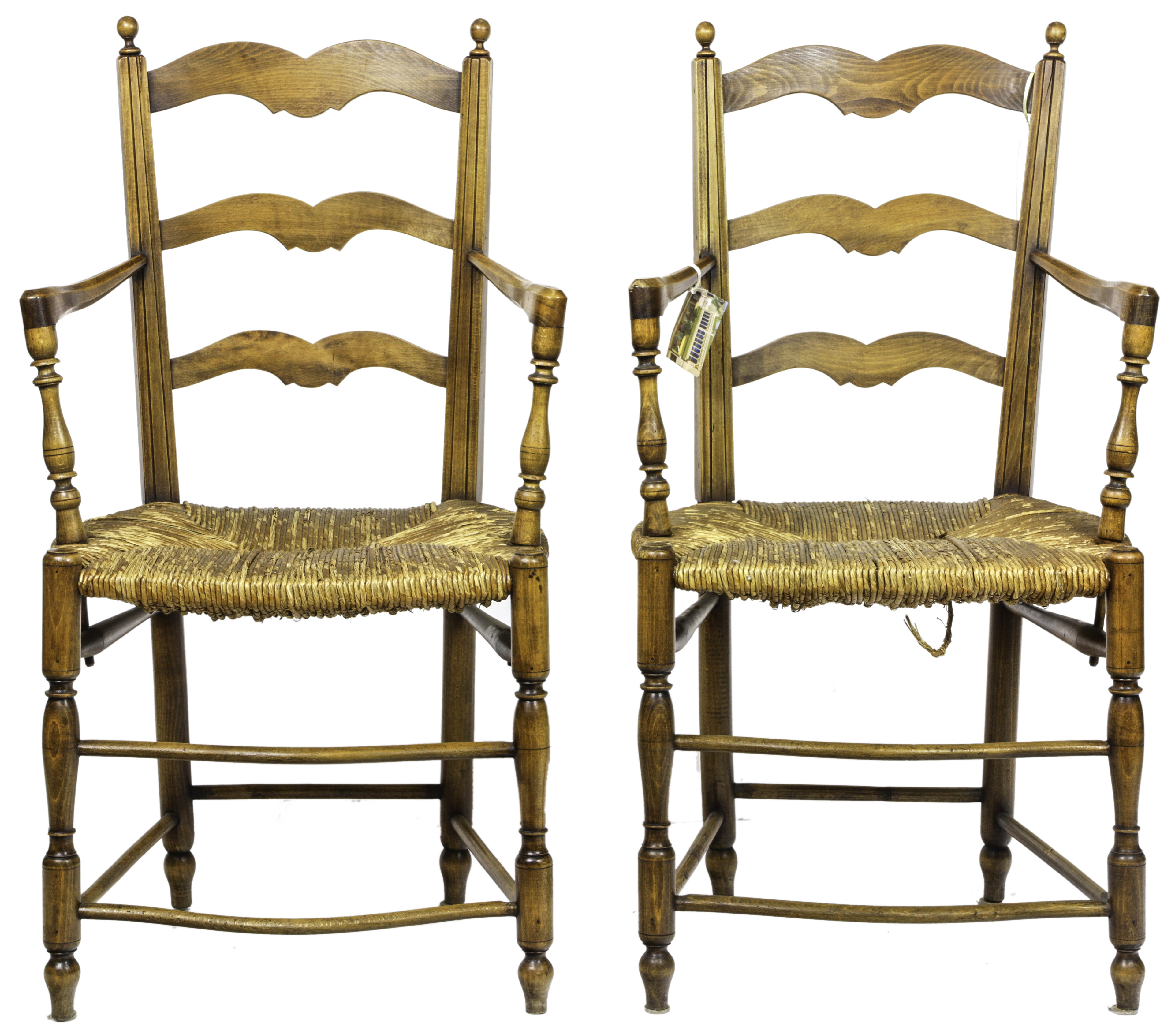 A PAIR OF FRENCH PROVINCIAL LADDER BACK