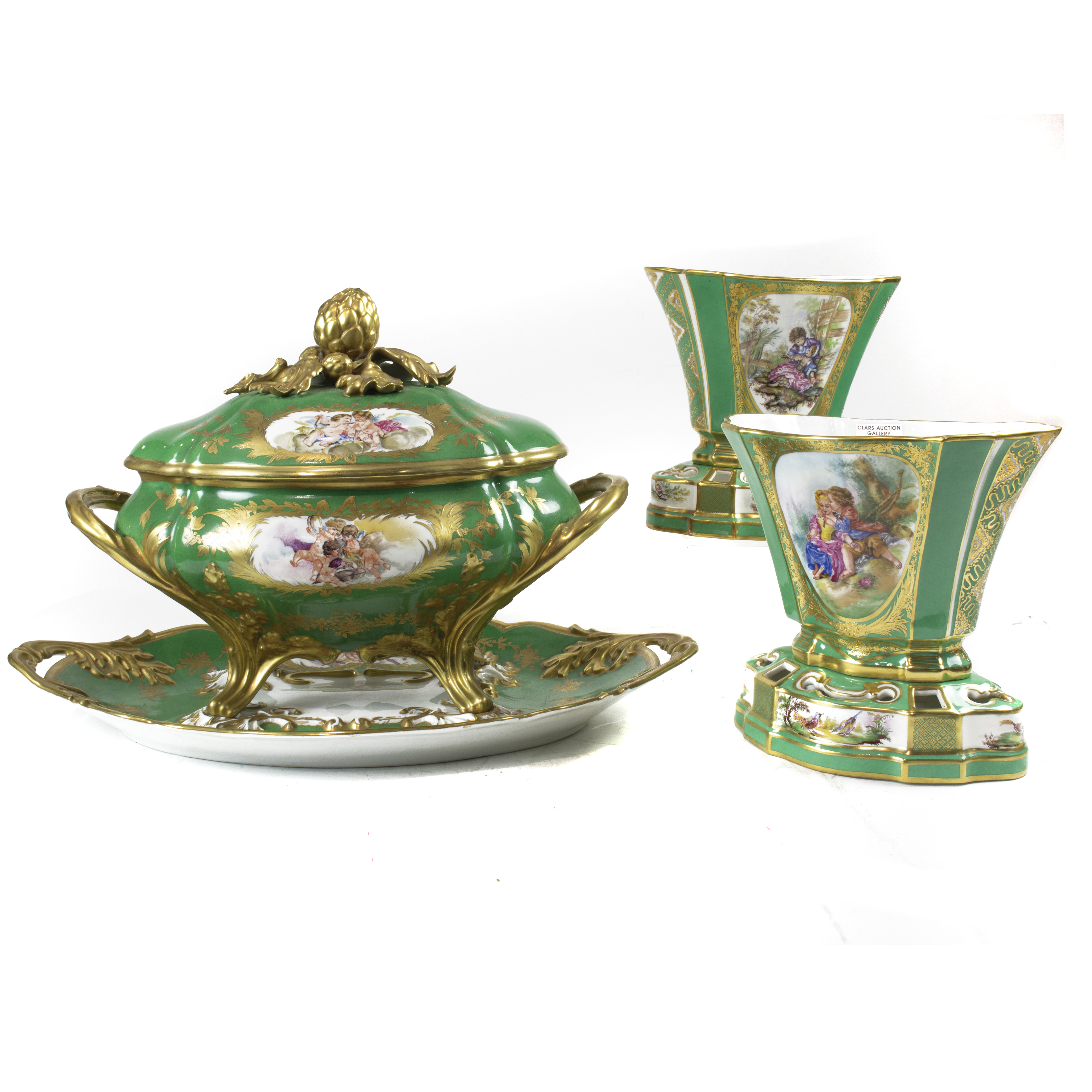 (LOT OF 4) A SEVRES STYLE PORCELAIN