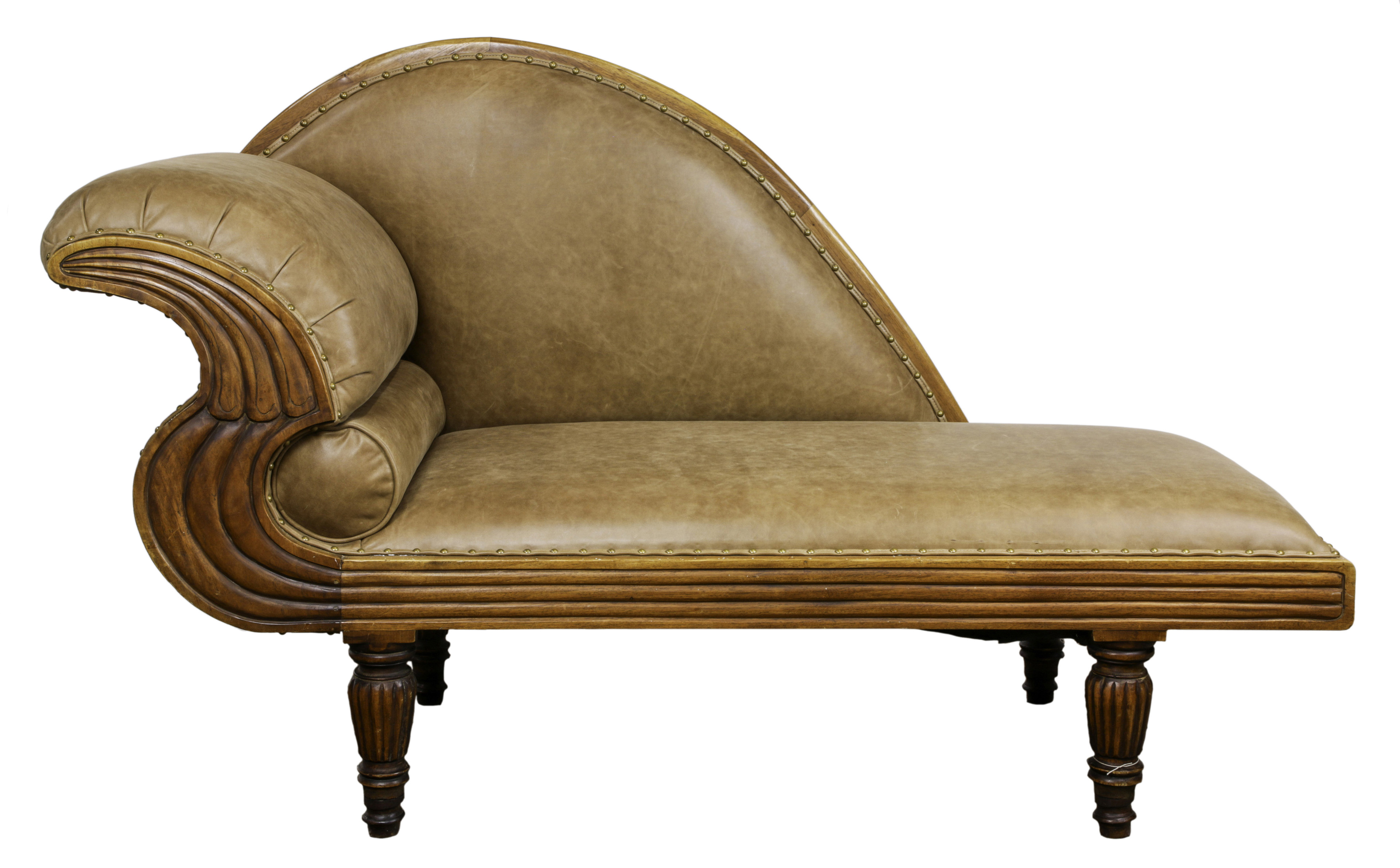 A NEOCLASSICAL STYLE BROWN LEATHER