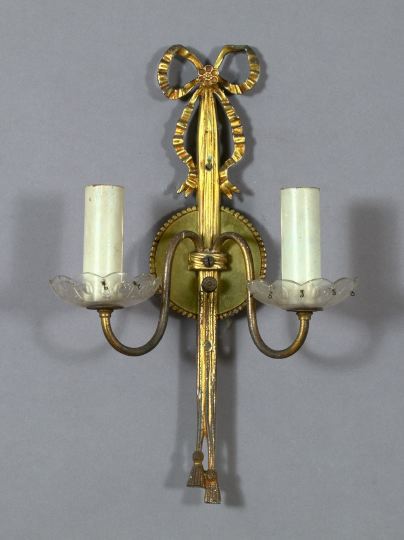 Trio of French Gilded Brass Two-Light