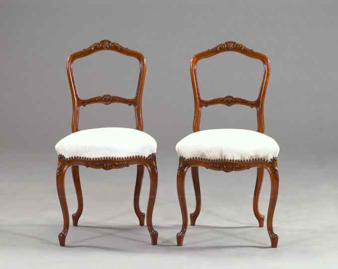 Pair of Carved Beechwood Sidechairs,