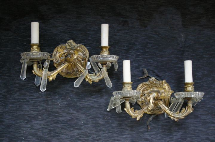 Pair of Gilded Brass and Cut Glass 3a57ee