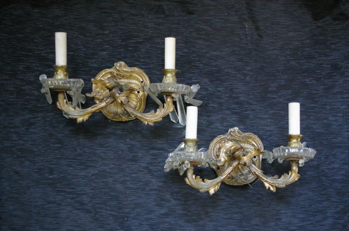 Pair of Gilded Brass and Cut Glass 3a57ef