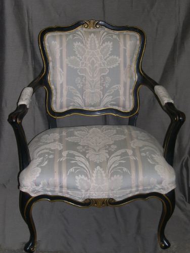 Louis XV-Style Ebonized Fauteuil,