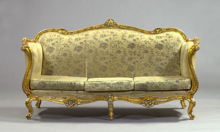 Louis XV-Style Giltwood Sofa, 