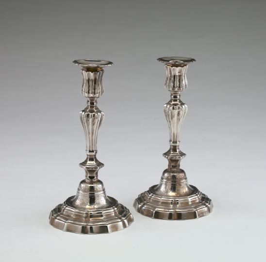 Pair of French Silverplate Candlesticks,