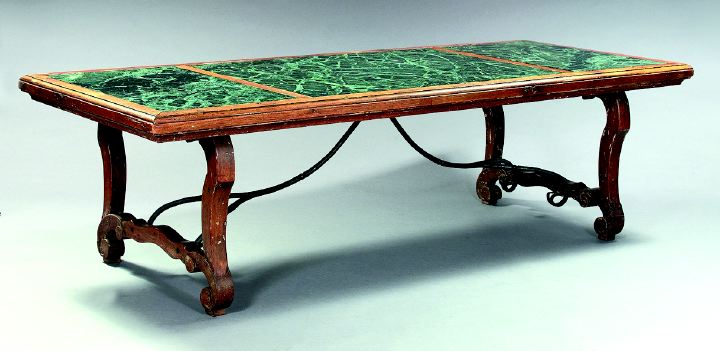 Spanish-Style Oak and Marble-Top