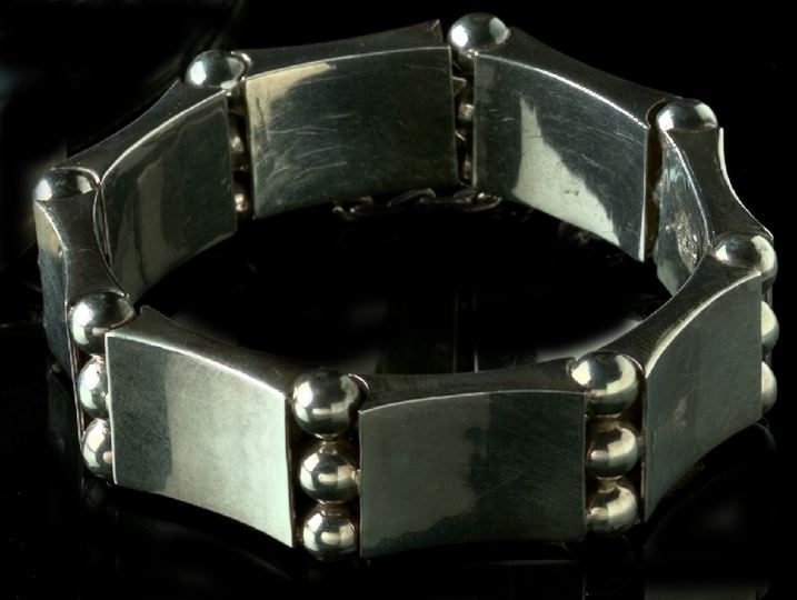 Mexican Silver Link Bracelet,  the polished