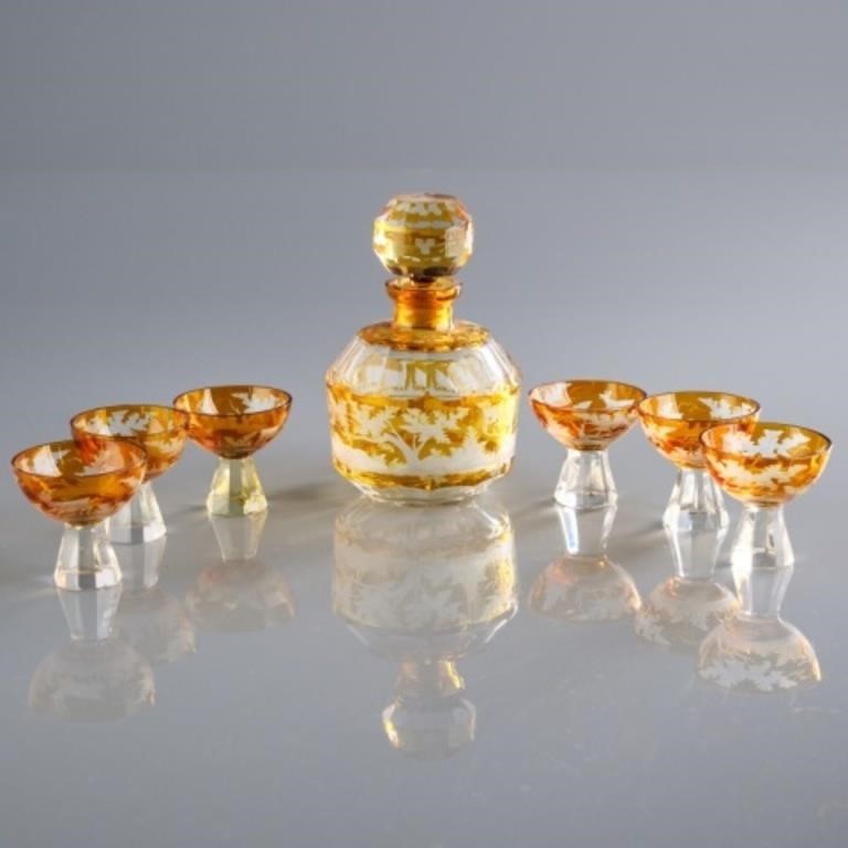 BOHEMIAN DECANTER SET CAN SHIP 3a809b