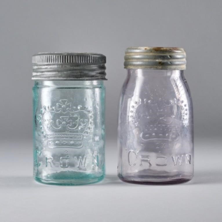 FIVE ANTIQUE PRESERVE JARS - CAN