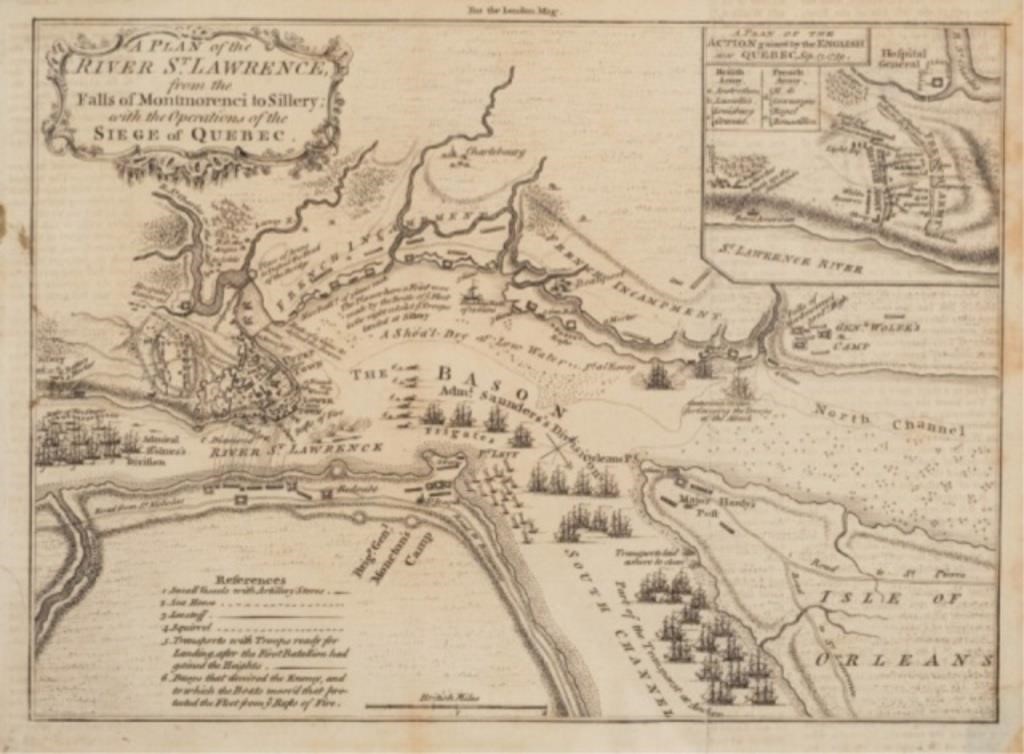 PERIOD MAP DETAILING WOLFE'S ATTACK