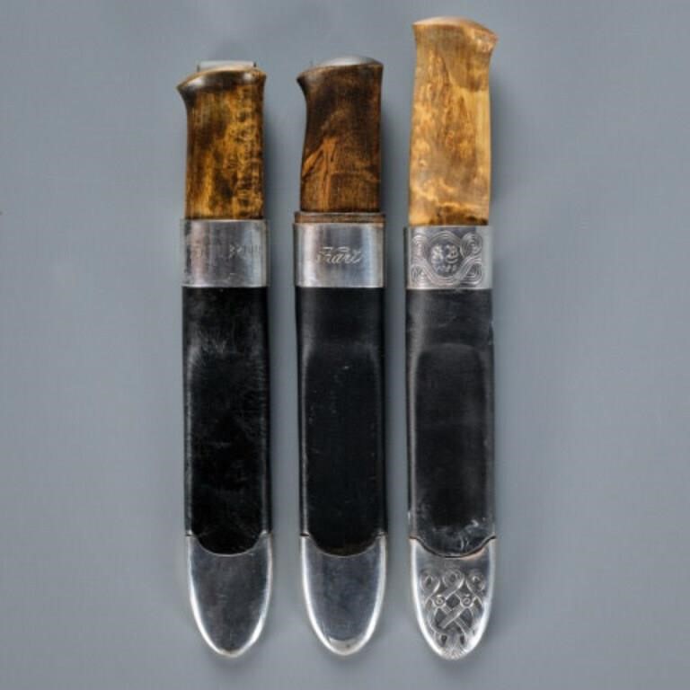 THREE DAVID ANDERSEN SILVER CLAD KNIVESNorway,