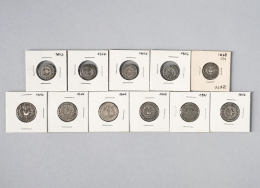 CHILEAN SILVER COINSA lot of 11 3a8432