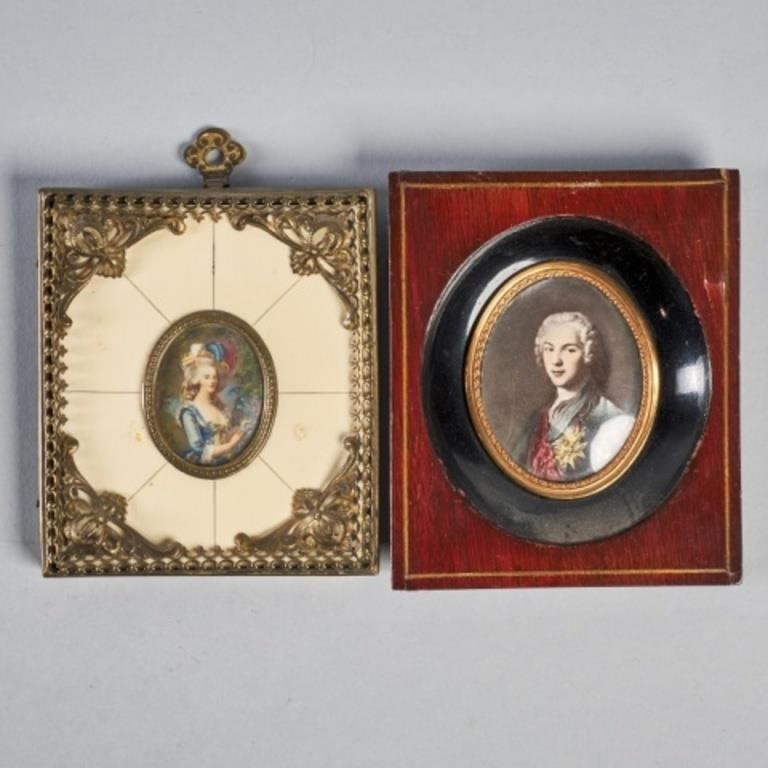 TWO PORTRAIT MINIATURESA gentleman and