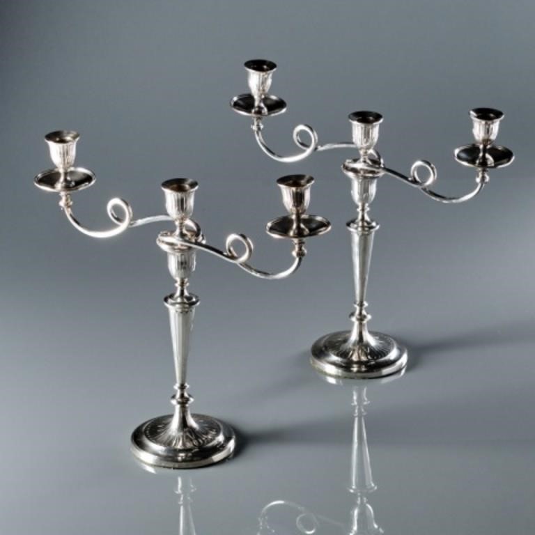 PAIR OF 18TH CENTURY SILVER CANDELABRAEngland,