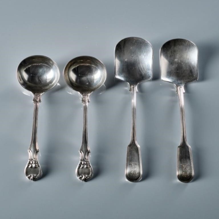 TWO PAIR STERLING SILVER SERVING