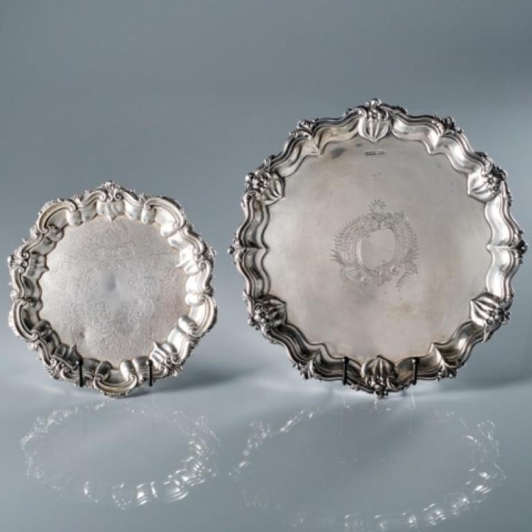 TWO EDWARDIAN STERLING SILVER SALVERSOne 3a86e6