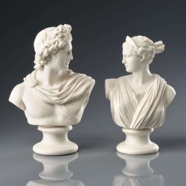 TWO PARIAN PORTRAIT BUSTSTwo parianware