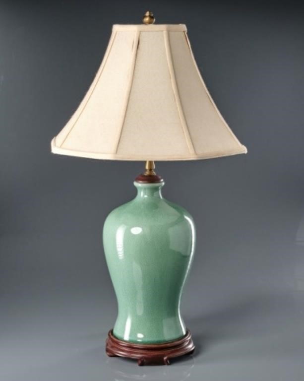 CELADON TABLE LAMPA celadon plum vase