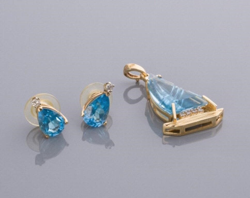 14KT GOLD & BLUE TOPAZ JEWELLERYA blue