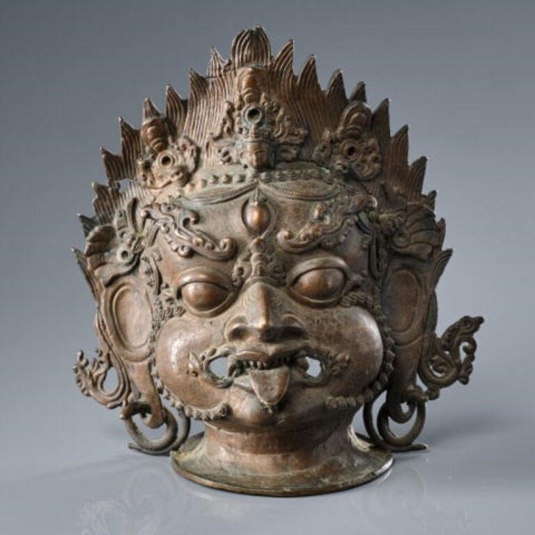 ANTIQUE BRONZE MASK OF MAHAKALAAn