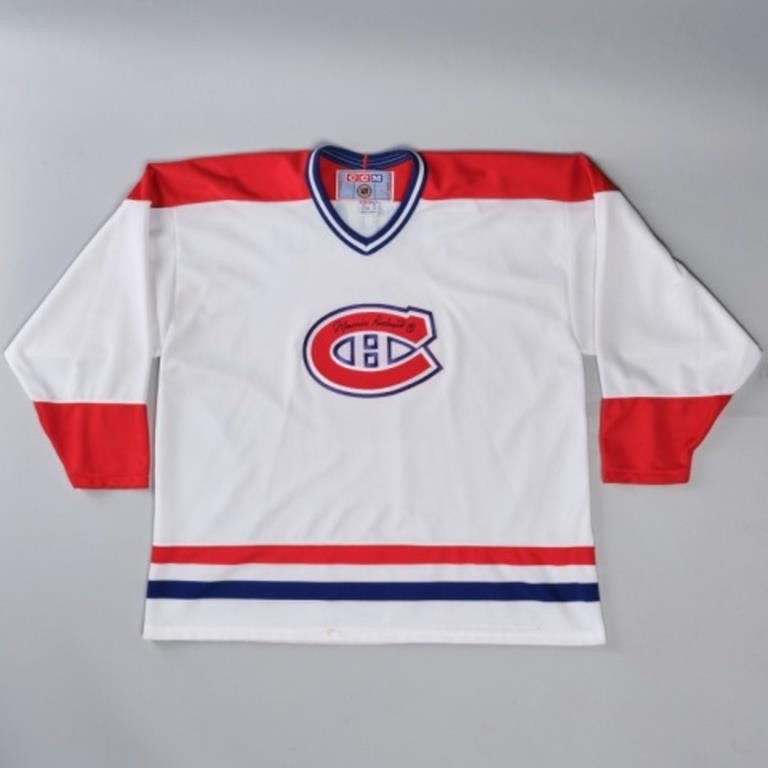 MAURICE RICHARD SIGNED HABS WHITE 3a87ff