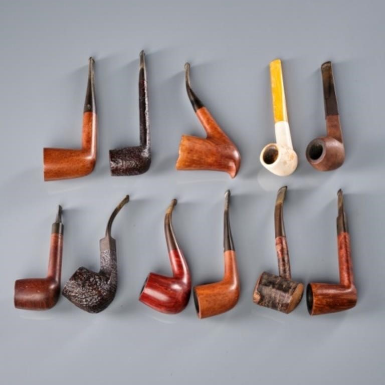 TEN VINTAGE SMOKING PIPES & TWO