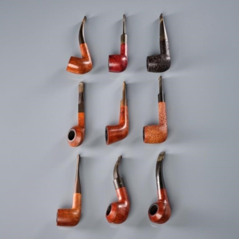NINE VINTAGE SMOKING PIPES TWO 3a8877