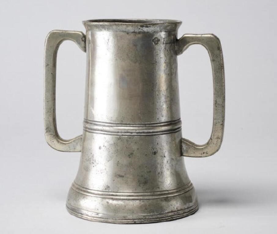 TWO HANDLED PEWTER TANKARDGeorge 3a8885