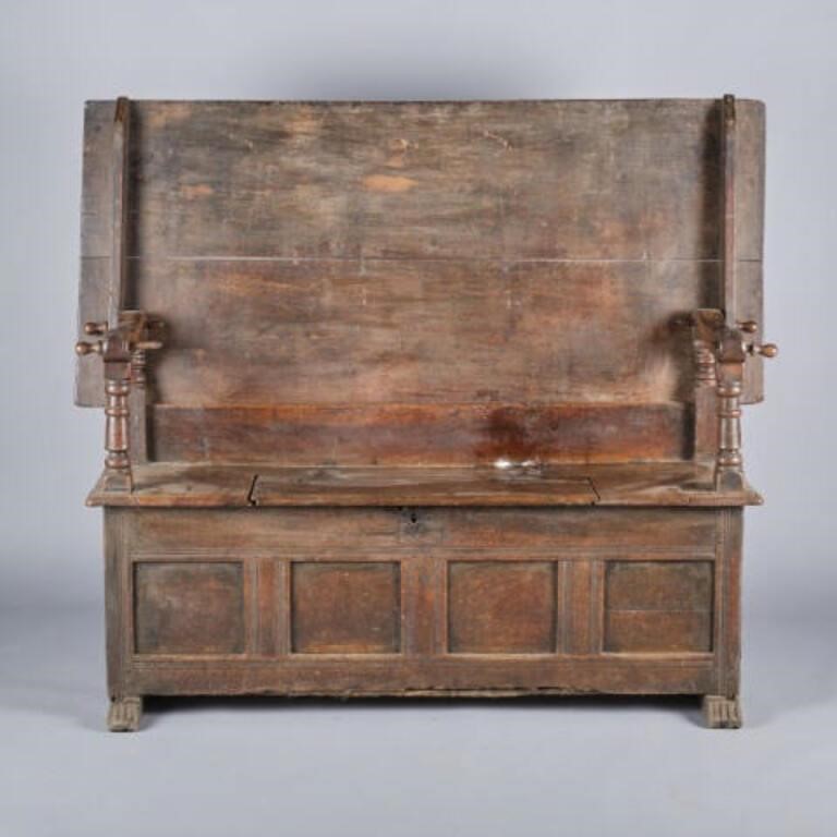 17TH C. OAK MONK'S TABLE-BENCHAn