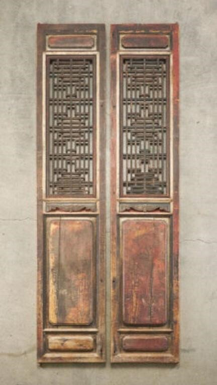 PAIR OF LARGE ASIAN DOORSA pair