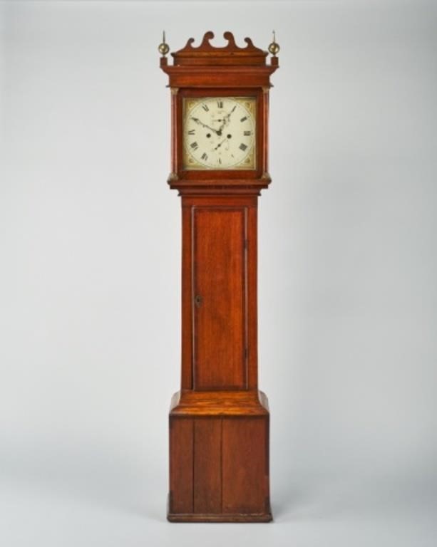 TALL OAK CASE CLOCK, CIRCA 1830A