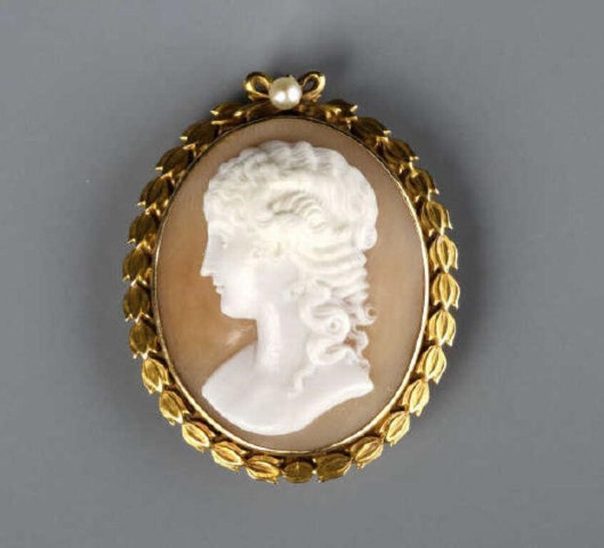 PORTRAIT SHELL CAMEO BROOCHA good 3a8a41