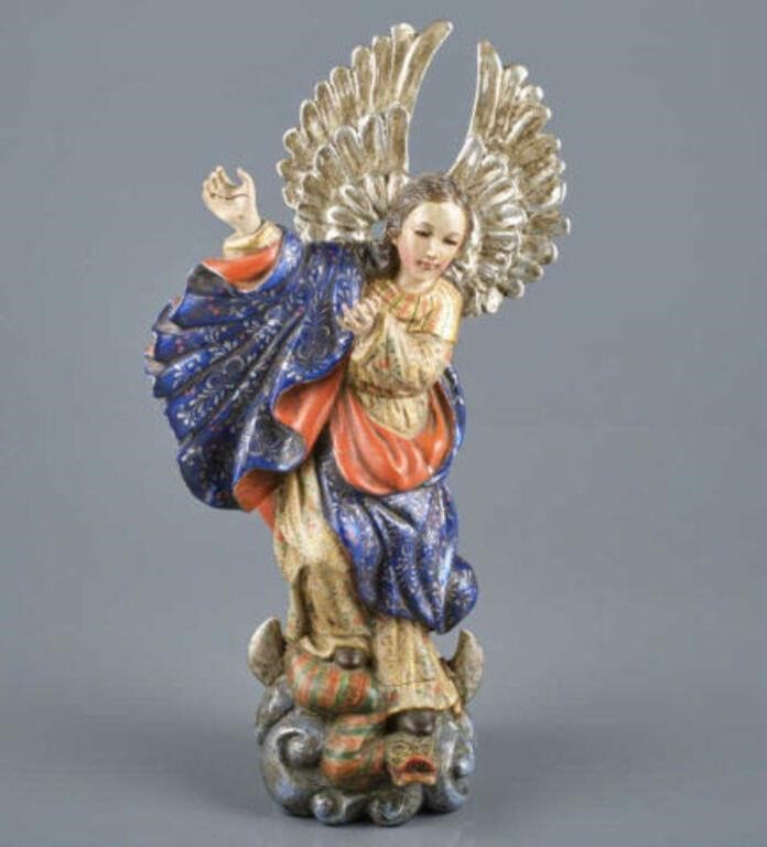 CARVED FIGURE OF THE VIRGIN OF 3a8a68