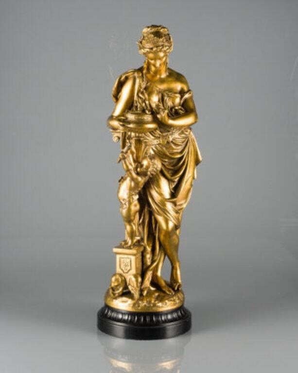 FRENCH GILT SPELTER OF MAIDEN  3a8a80